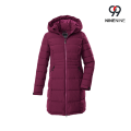 Parka de mujer con aspecto de plumón y capucha.