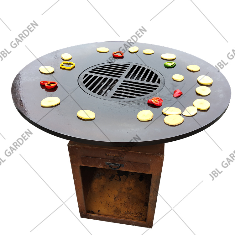 المطبخ في الهواء الطلق شواء الفحم Brazier Corten Steel BBQ