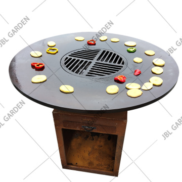 Outdoor Kitchen Barbeque Charcoal Brazier Corten Steel BBQ