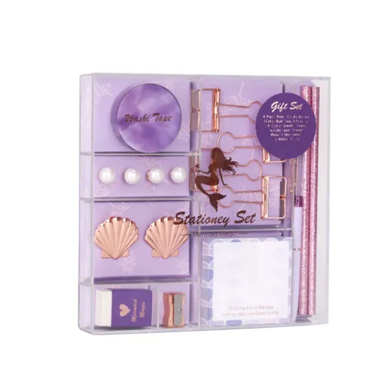 Creative Purple Mermaid Office Stationery Set with Stickers and Pens