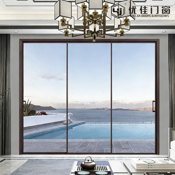 3 パネル透明ガラス引き戸