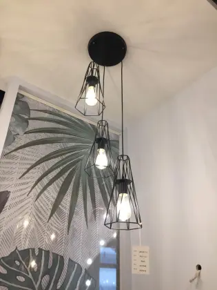 Three Lights Black Iron Lamp