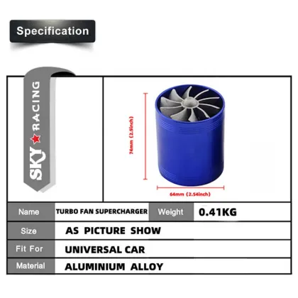 Universal Turbo Supercharger for Air Intake (65-74mm)