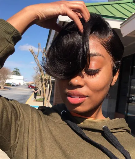 WeKeSi Brazilian Short Bob Pixie Cut Lace Wig With Bang Wholesale Lace Front Pixie Wigs Human Hair For Black Women