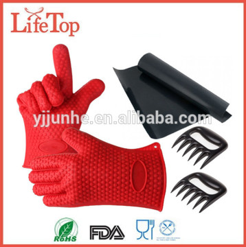 Heat Resistant 5 in 1 BBQ Set Silicone Gloves BBQ Meat Claw BBQ Grill Mat