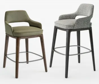 Fabric or Leather Upholstered Bar Chairs with Metal Bases for Restaurants and Kitchens
