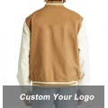 Brown Men's Long Baseball Jacket