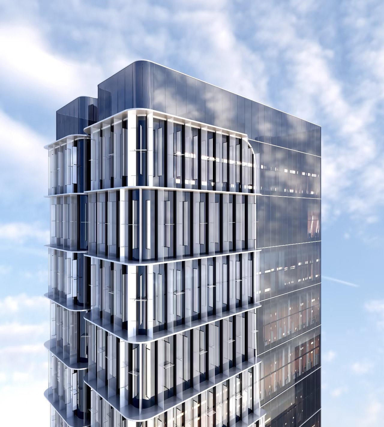 Horizontal Exposed and Vertical Hidden Frame Glass Curtain Wall-6