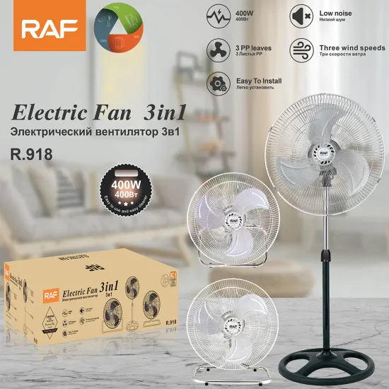 RAF New 3 in 1 Air Cooling Standing Floor Fan Wall Mounted Table Stand Electric Fan Pedestal Floor Fan