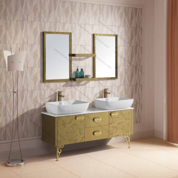 SS Double Sinks with Cabinet Bathroom& Irregular Double Sink Bathroom Vanity