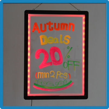 Promotion christmas gifts factory price led advertising flash display rounded corner led writing boards clear display aluminium