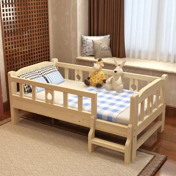 Hot Selling Kids Wood Furniture: Splice Bed with Guardrail for Children, Suitable for Kindergartens and Babies