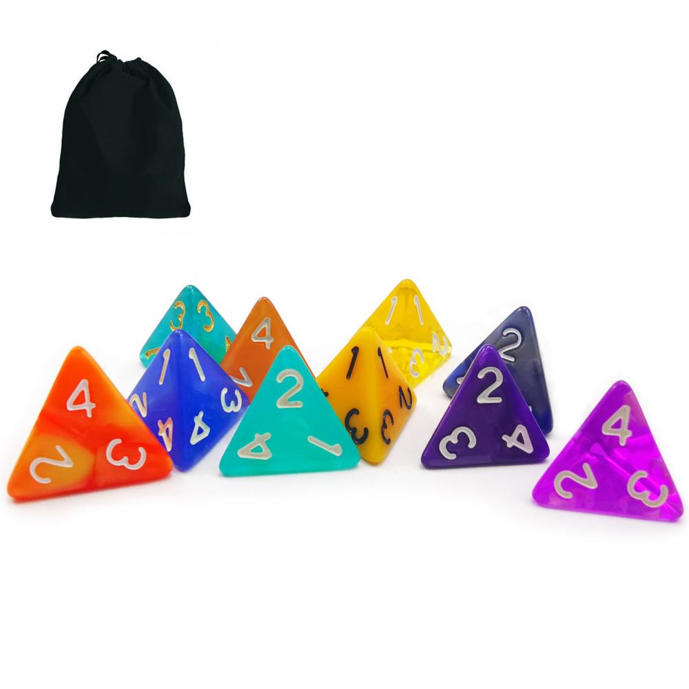 10 Count Assorted Random D4 Dice