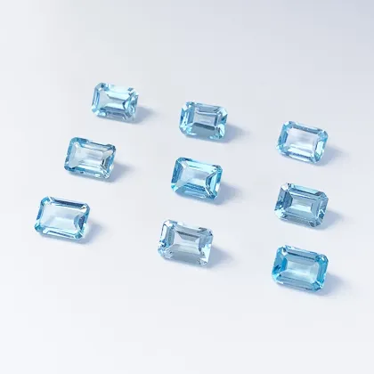 Small Octagon Cut Sky Blue Topaz Blue Gems
