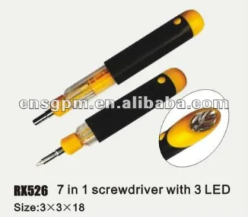 7 in 1 Slot and Philips Bit Screwdriver with Torch