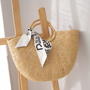 2021 half round straw beach shell lady bag