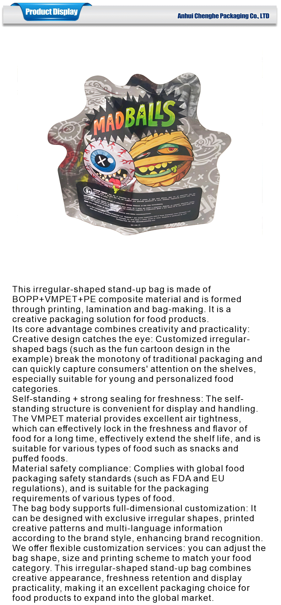 irregular shaped food bag