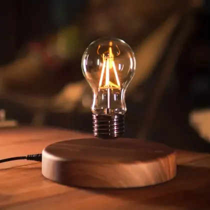 Levitating Light Bulb Table Lamp with Wireless Charging