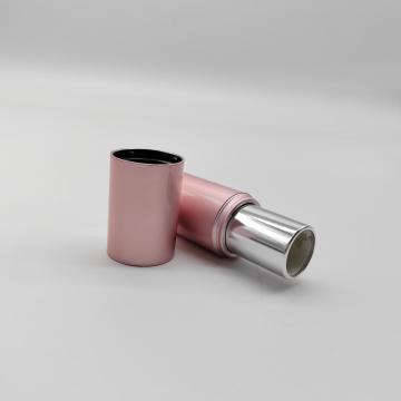 Tubo de lápiz labial de metalización rosa de plástico cosmético