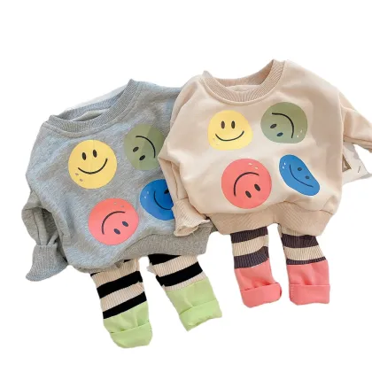 2024 Spring Kids Clothing Set: Cartoon Long Sleeve Blouse & Loose Pants for Baby Girls