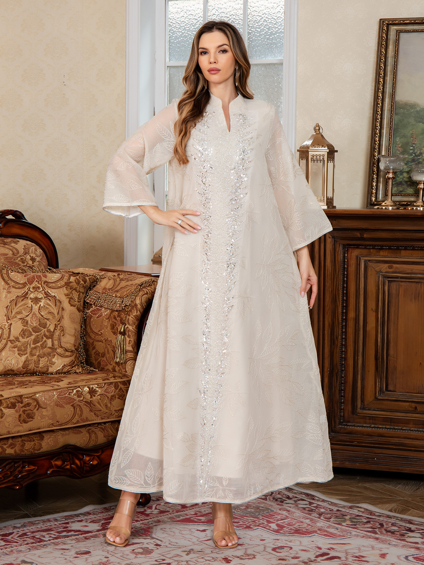 Muslim Women Embroidery Dress Elegant Abaya