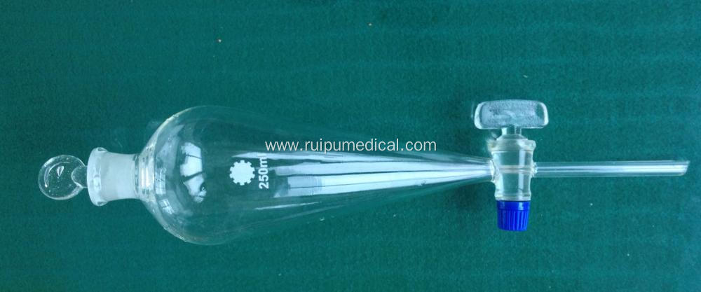 Separatory Funnel Squib Pear Shape with Ground-in Glass Stopper/PTFE Stopper