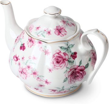 Ceramic Teapot with Floral Pattern: Creative Porcelain Tea Kettle