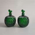 Elegant Green Glass Cactus Cookie Jar Set