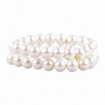 10mm cream glass pearl bracelet with gold metal bars/various colors are available/best selling item