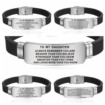 Stainless Steel Rubber Charm Bracelet: A Festive Gift for Sons, Daughters, Wives, Boyfriends, and Dads