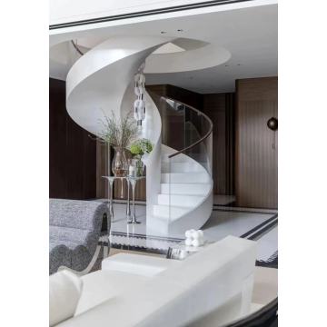 درج منحني بوحدة صغيرة من الزجاج الأبيض النقي الحديث Inroom