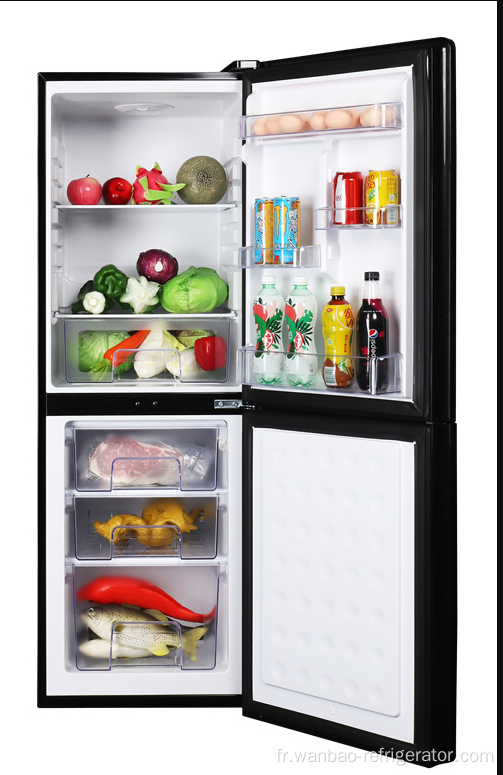 Réfrigérateur alimentaire à dégivrage à double porte avec réfrigérant