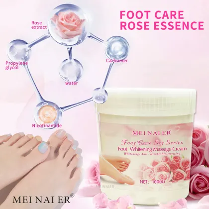 Organic Foot Whitening Massage Cream with Rose - Anti-Wrinkle Moisturizing Lotion for Foot Care