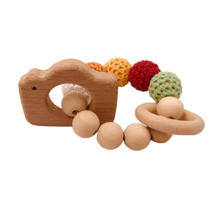 Baby molars beech wood bracelet toy wood natural non-toxic beads crochet cotton beads bracelet