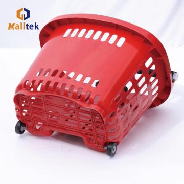 Supermarket aluminum alloy handle plastic shopping basket