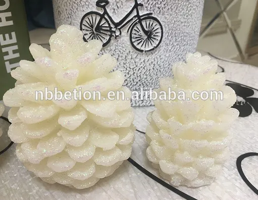 3.25" White Battery Operated Flameless LED Lighted Flickering Pine Cone Christmas Candle