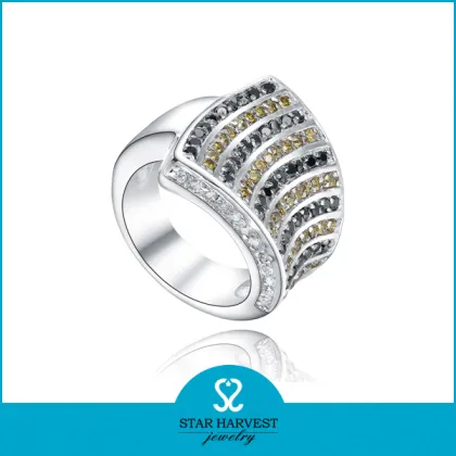 Gold plating spark italian silver rings