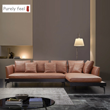 Light Luxury Small Apartment Sofa - PurelyFeel Top Grain Leather Contracted Living Room Sofa