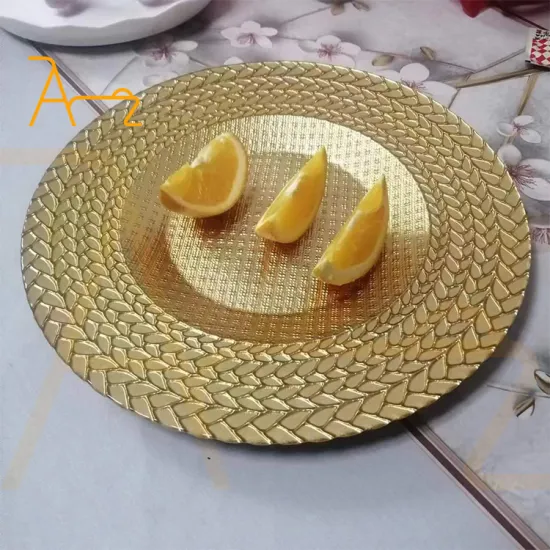 Colored Dinnerware Sets: Stylish Wedding Party Event Table Decorations with Gold, Silver, Black Glass Charger Plates