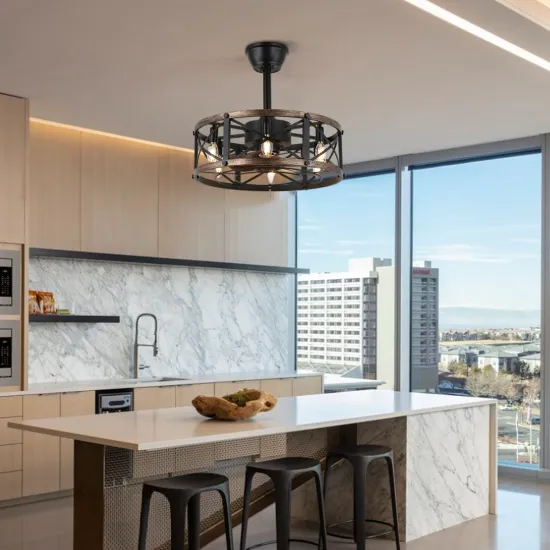 Modern Quiet Bladeless LED Ceiling Fan with Remote Control and Light for Bedrooms