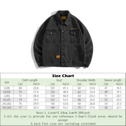 High Quality Loose Fashion Black Denim Jacket for Men