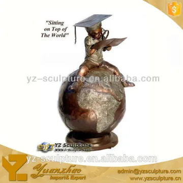 Bronze Reading Boy Sculpture On Earth For Sale