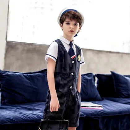 AOSHI School uniform kids blue uniform school kids school cardigan uniform