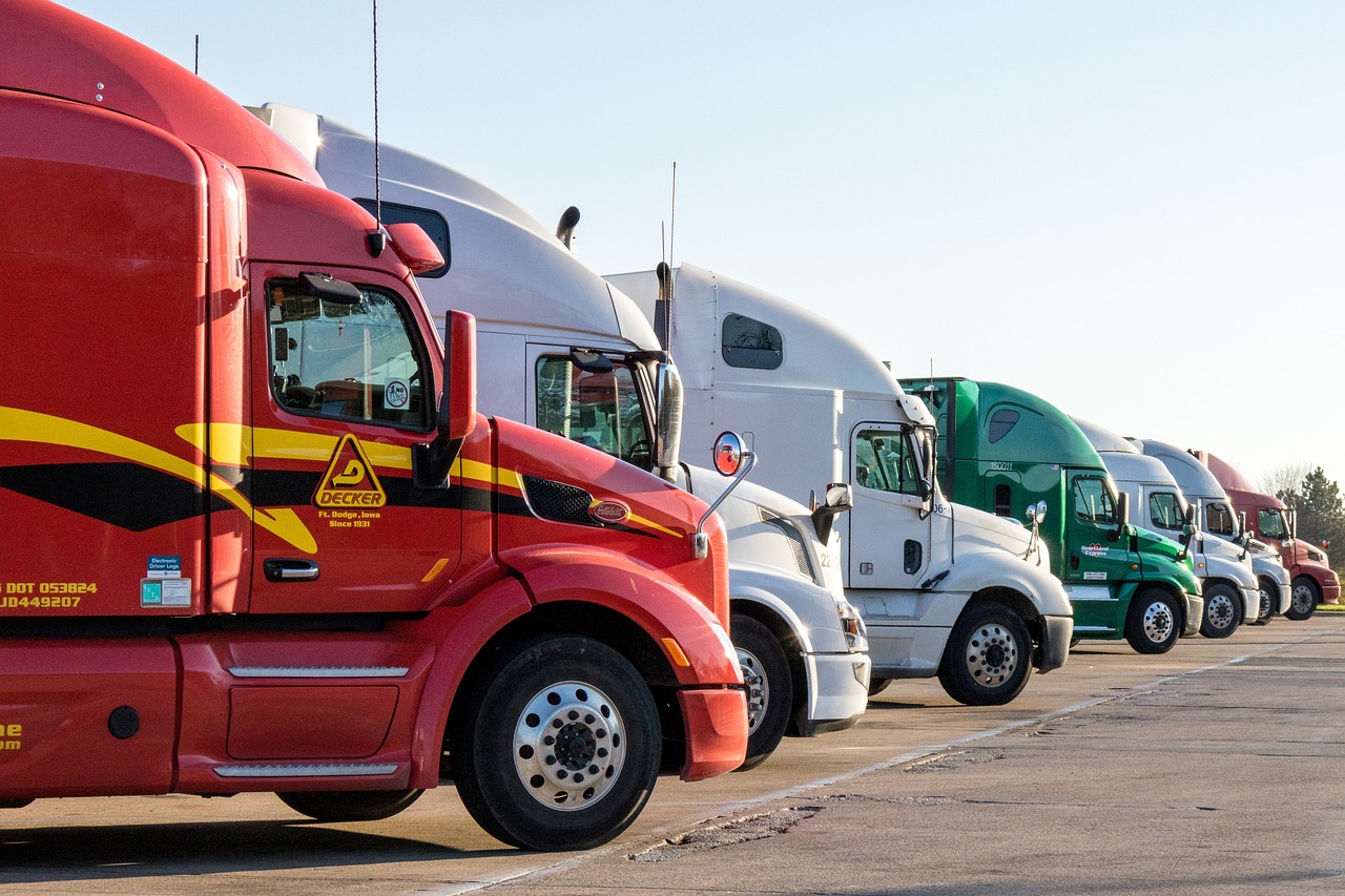 several semi trucks