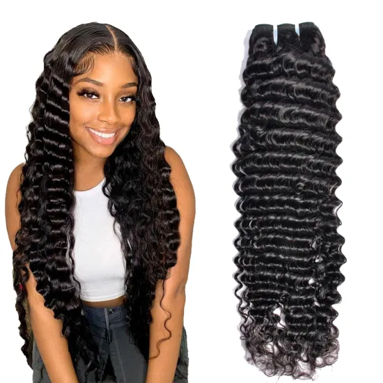 SPARK Wholesale Deep Wave Hair Extensions,10A Peruvian Virgin Remy Hair Bundles,100% Real Hair Extension for Black Women