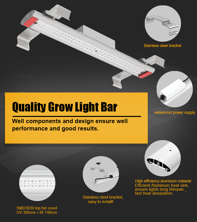 Luz de cultivo desmontable de 30W UV IR Strip Light