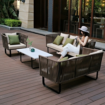 Modern 3 Seater Handmade Outdoor Rattan Rope Sofa Set