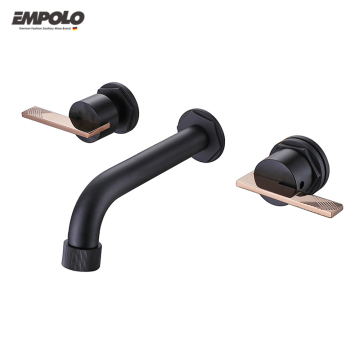 Black Brass Wall-Mounted Waterfall Mixer for Bathroom Sinks