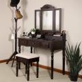 Tri-fold Mirror Vanity Makeup Table Set with Drawers