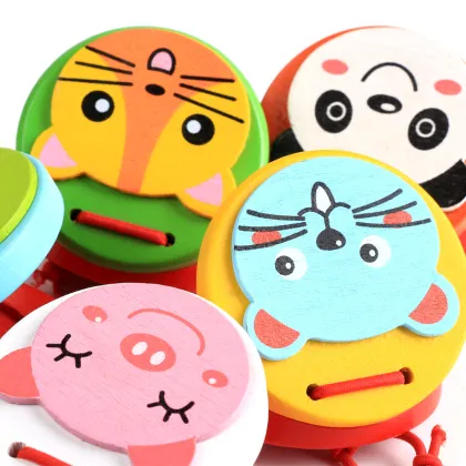 Wooden Castanets - Early Education Cartoon Animal Pattern Orff Children's Musical Instrument Toy for Kids